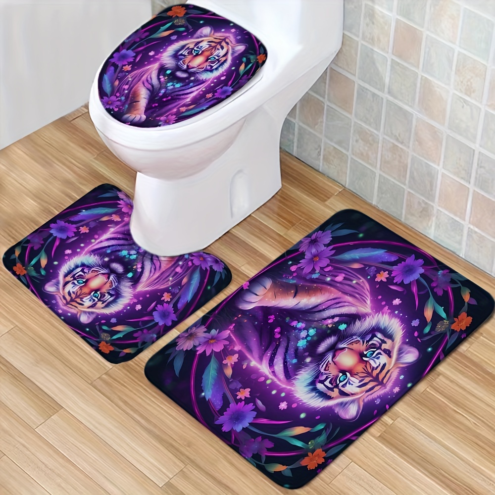 Non Slip Thick Shaggy Chenille Plum Bathroom Rug Sets - Temu