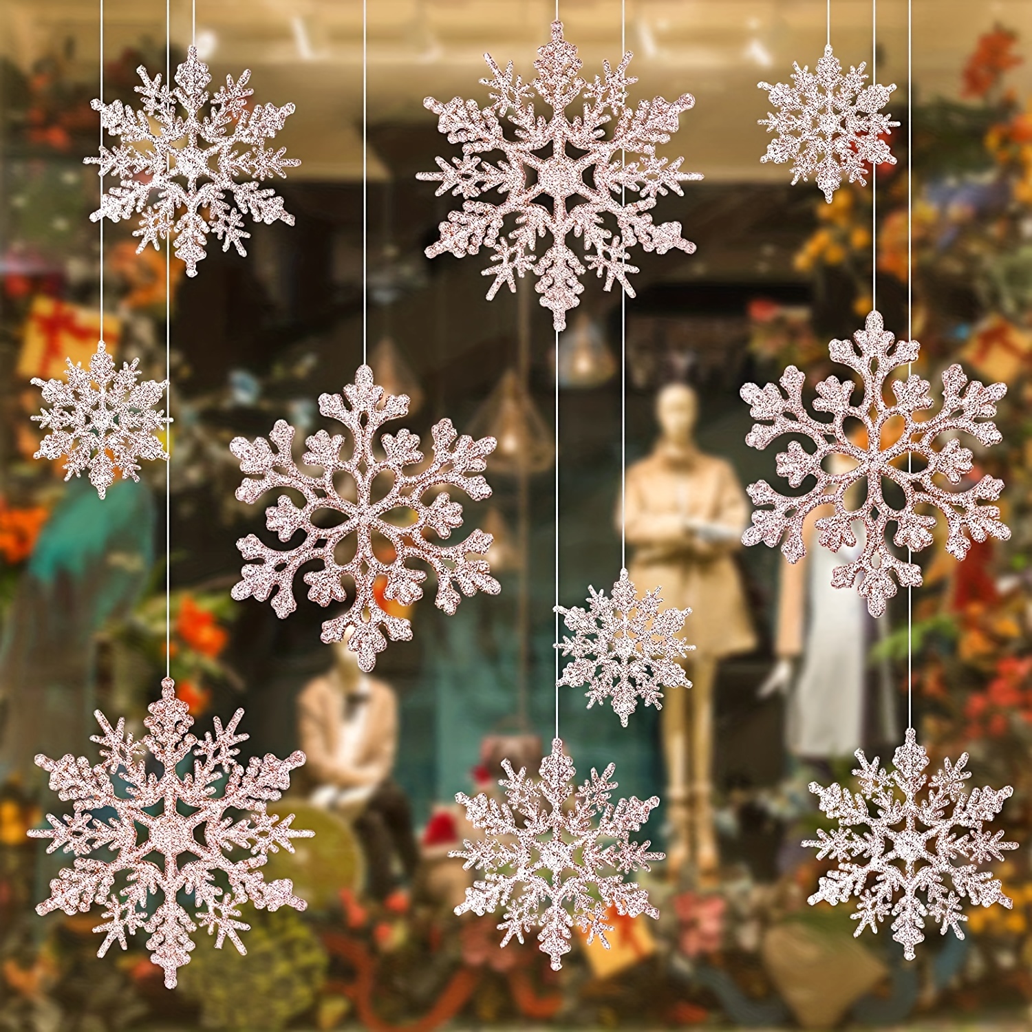 Winter Christmas Hanging Snowflake Decorations 3d - Temu