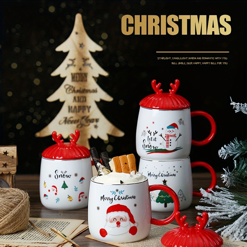 Taza de navideña con tapa para nieve 10 (300 ml) Taza de café irrompible  árbol de Navidad para Soledad taza de café transparente