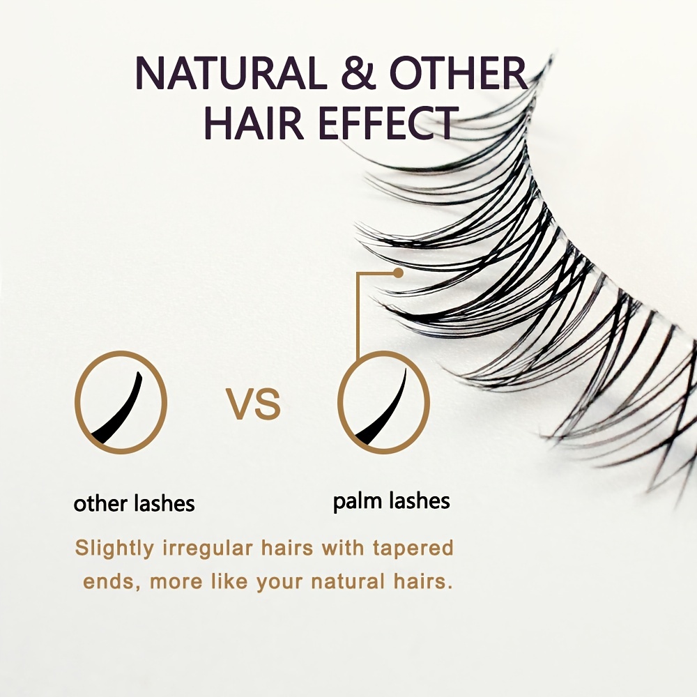 Palm Lashes Natural Look False Eyelashes Clear Band Short Lashes TS04