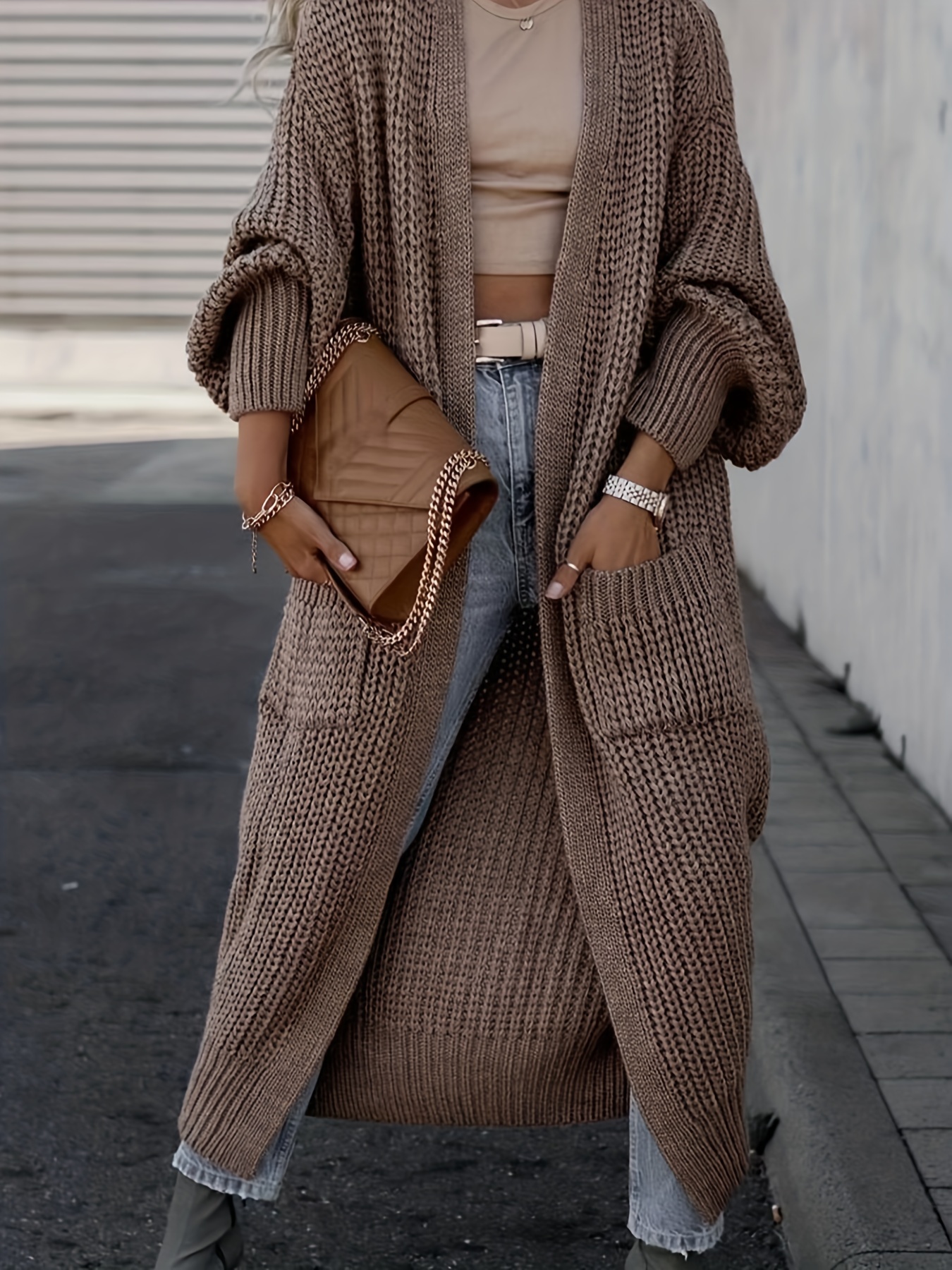 Chaqueta Larga De Cuero Mujer - Temu