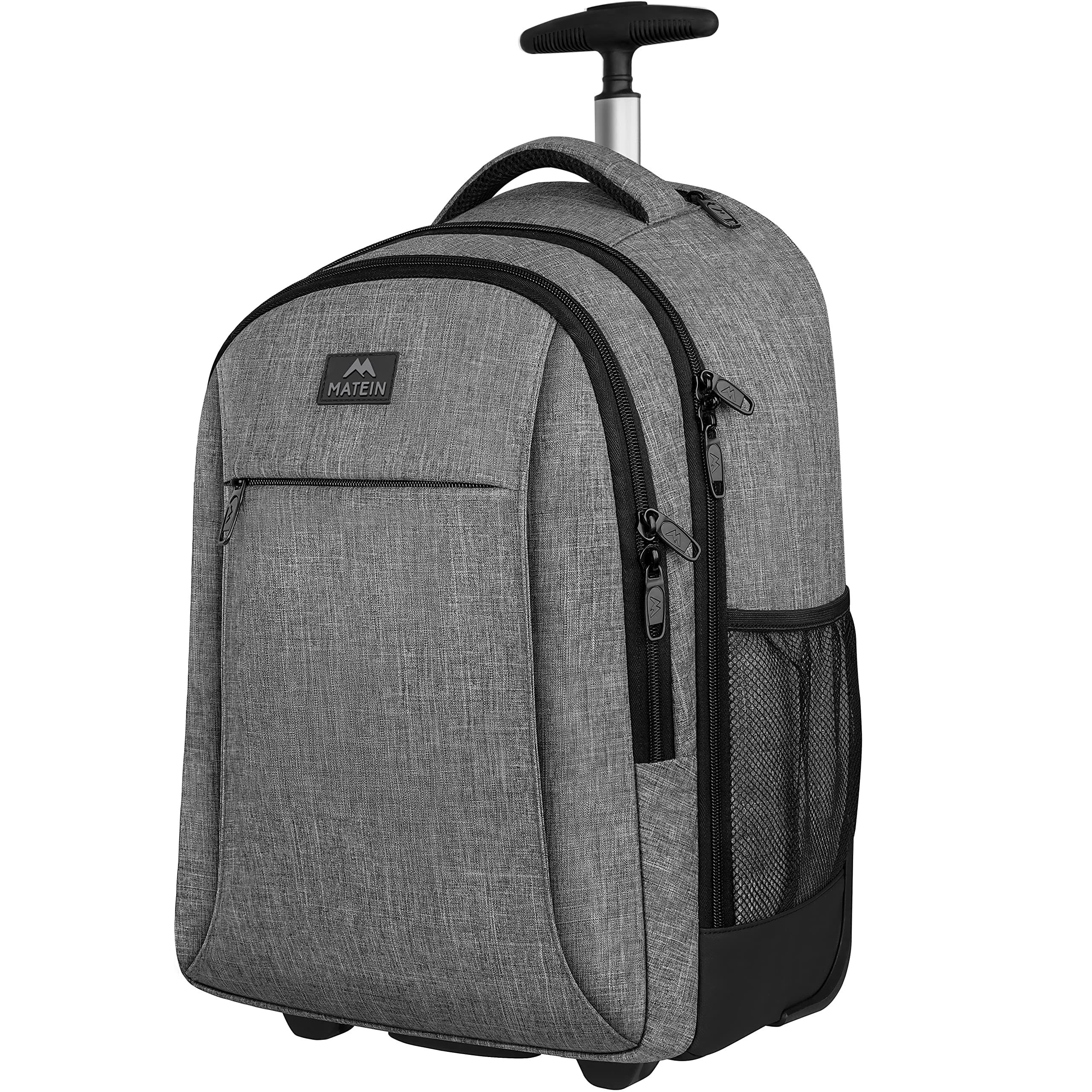 ZOMFELT Mochila con ruedas, mochila para laptop de 17.3 pulgadas con  ruedas, mochila de viaje para mujeres y hombres con 3 bolsas de embalaje