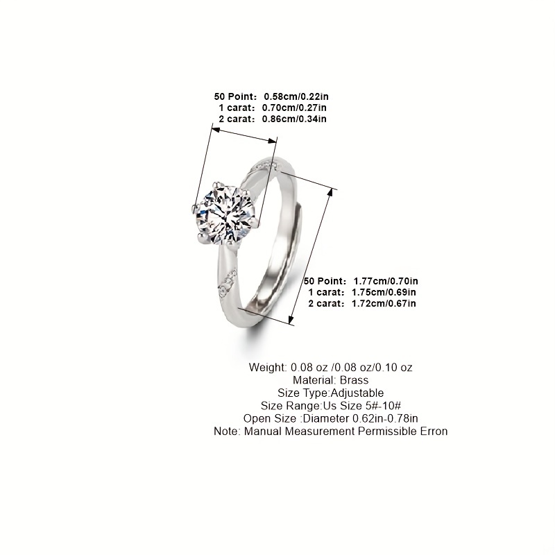Men's Zirconia Engagement Proposal Ring Adjustable Opening Couple Gift