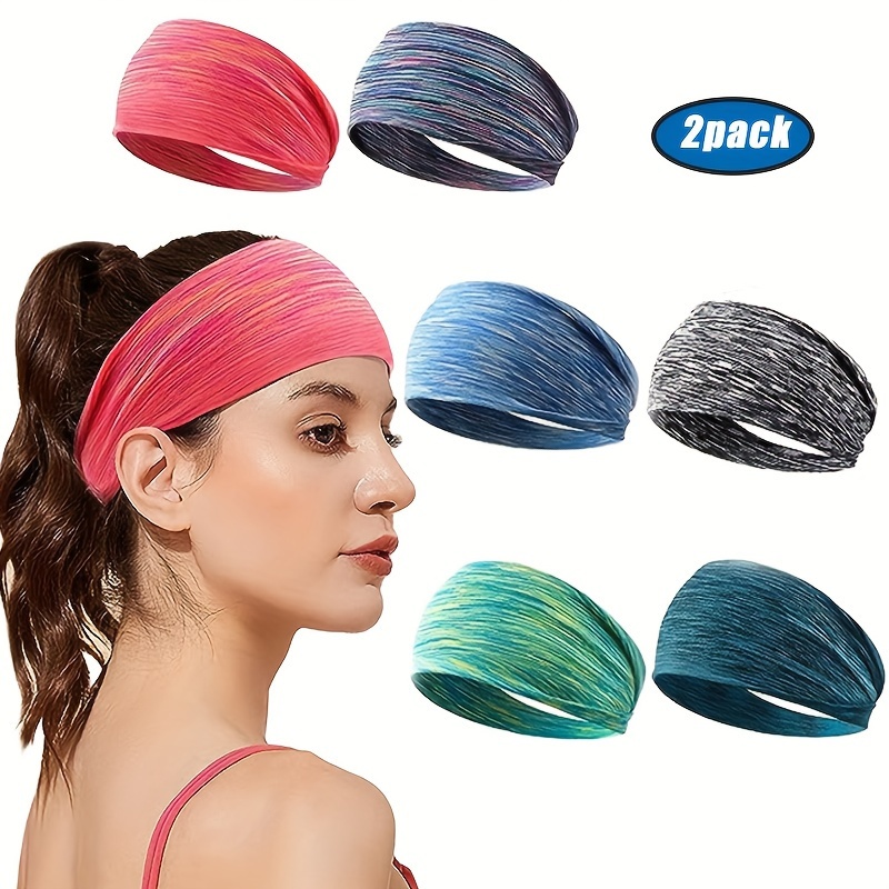 Workout Headbands For Women Running Sports - Wide Sweat Band Yoga Gym  Accessories Elastic Head Band Sweatband 4 Pack