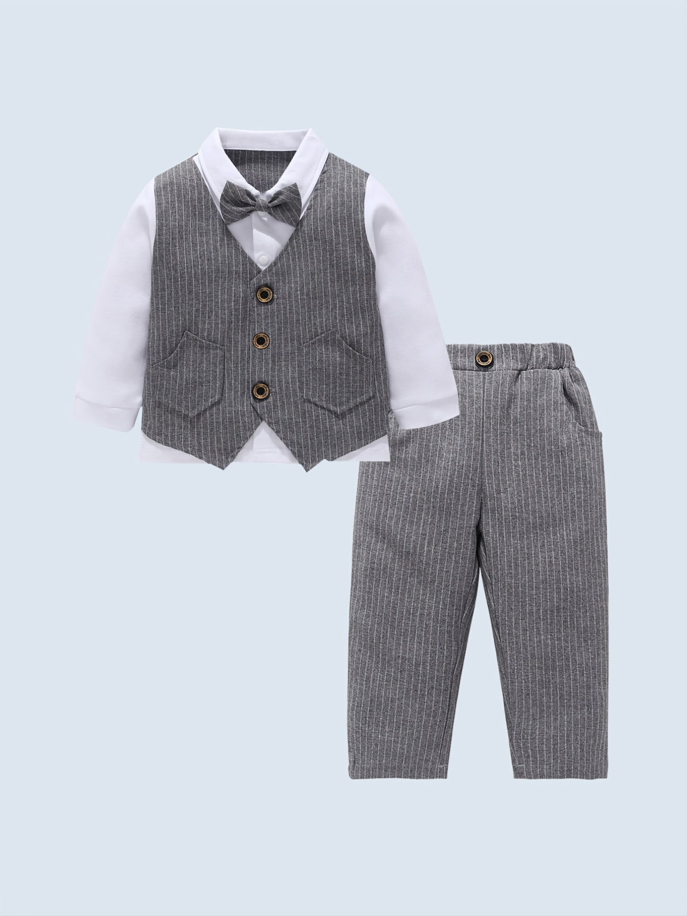 Boys Gentleman Suit Formal Shirt Vest Pants Set