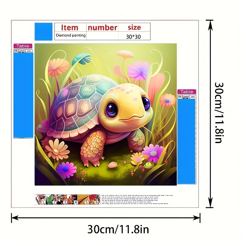 Frameless Diy 5d Artificial Diamond Painting Turtle Diamond - Temu