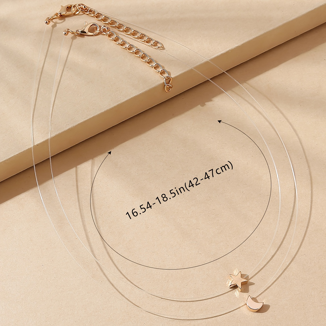 Minimalist Star Moon Decor Transparent Fishing Line Necklace - Temu