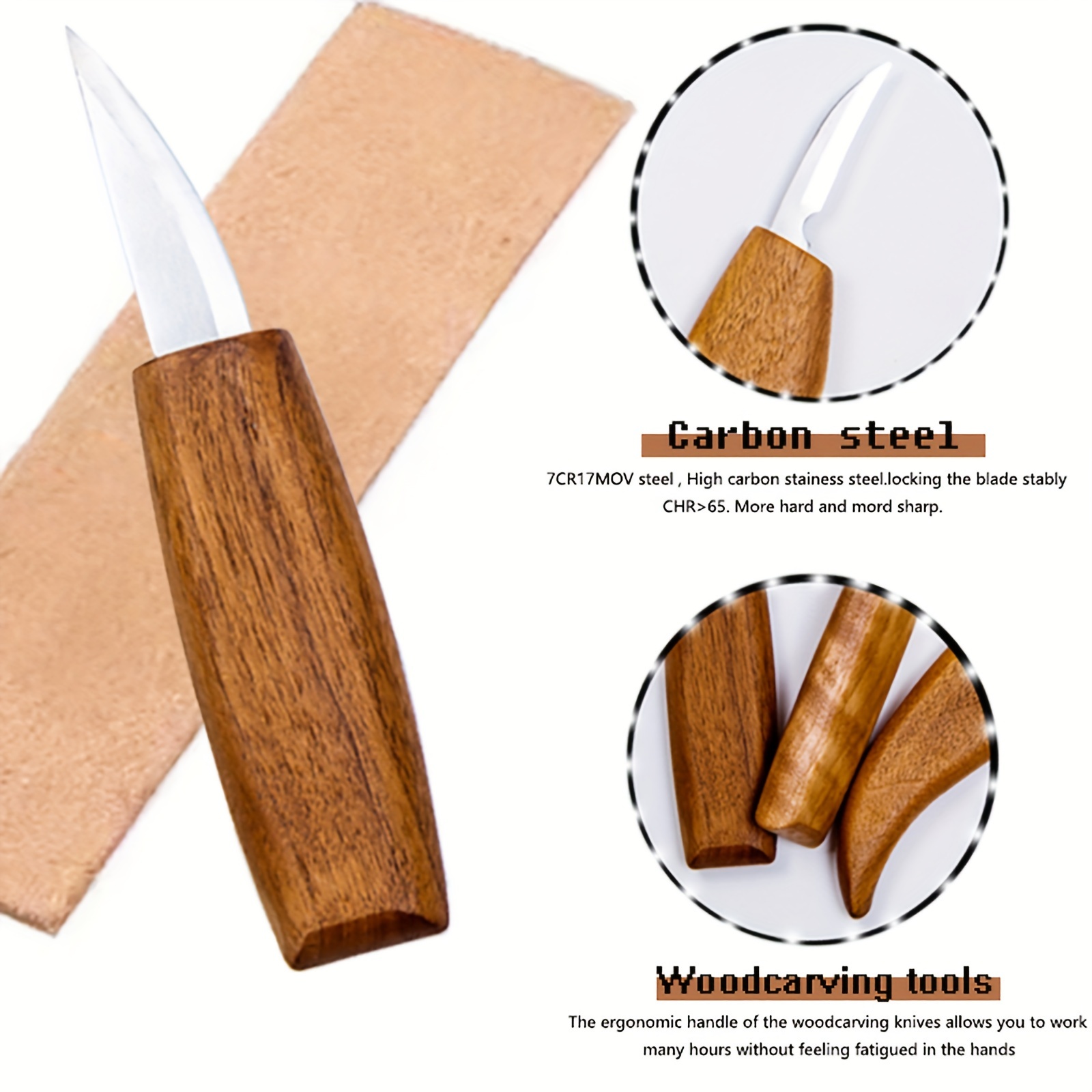 Wood Carving Tools Set+Cut Resistant Gloves,Spoon Carving Hook Knife, Wood  Carving Whittling Knife, Chip Carving Detail Knife, Leather Strop and