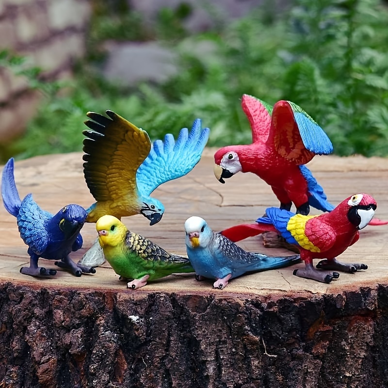 6 pájaros decorativos emplumados - colores pastel
