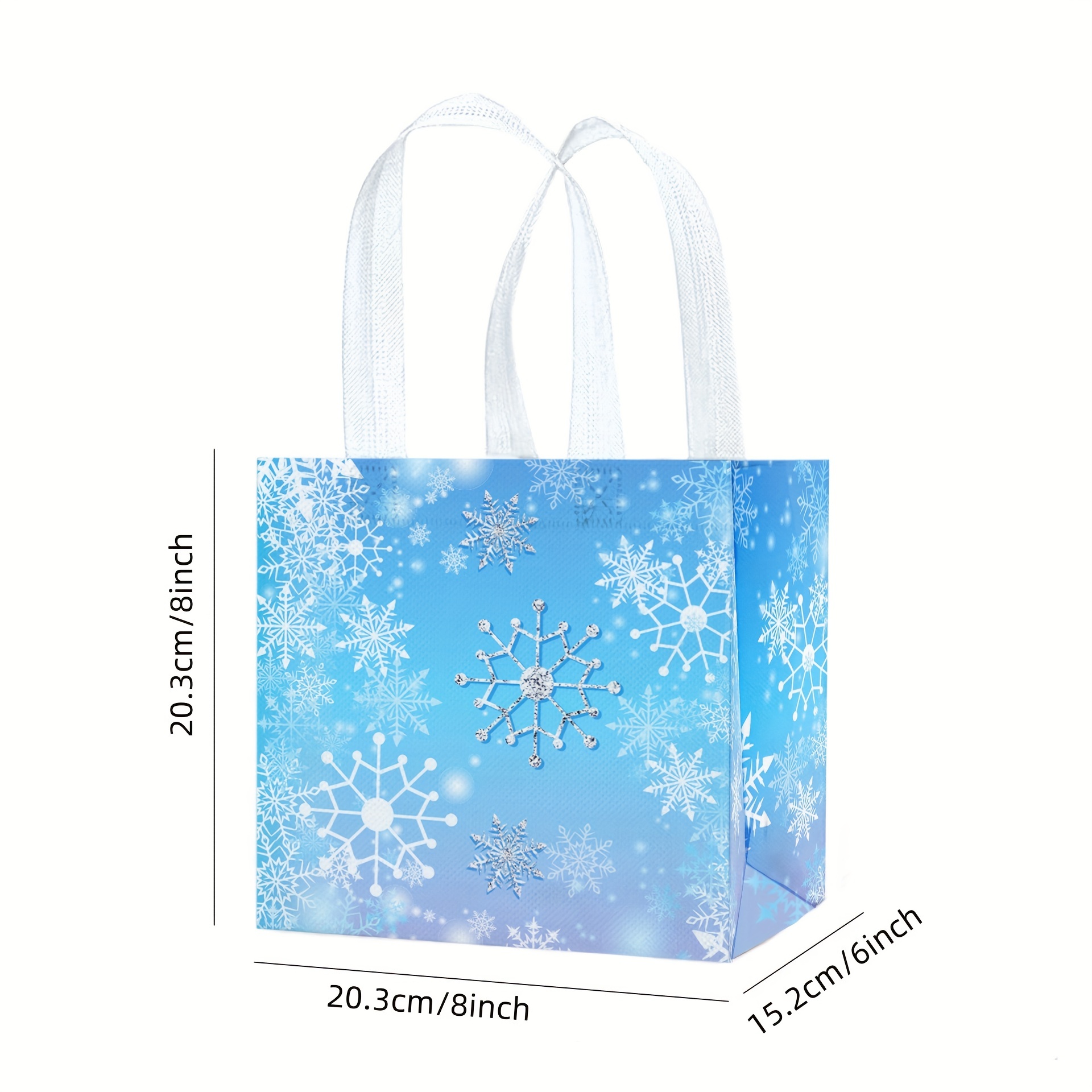 Set of 4 Ounces of Artificial Snow Flakes Bag Blue Printed Polybag