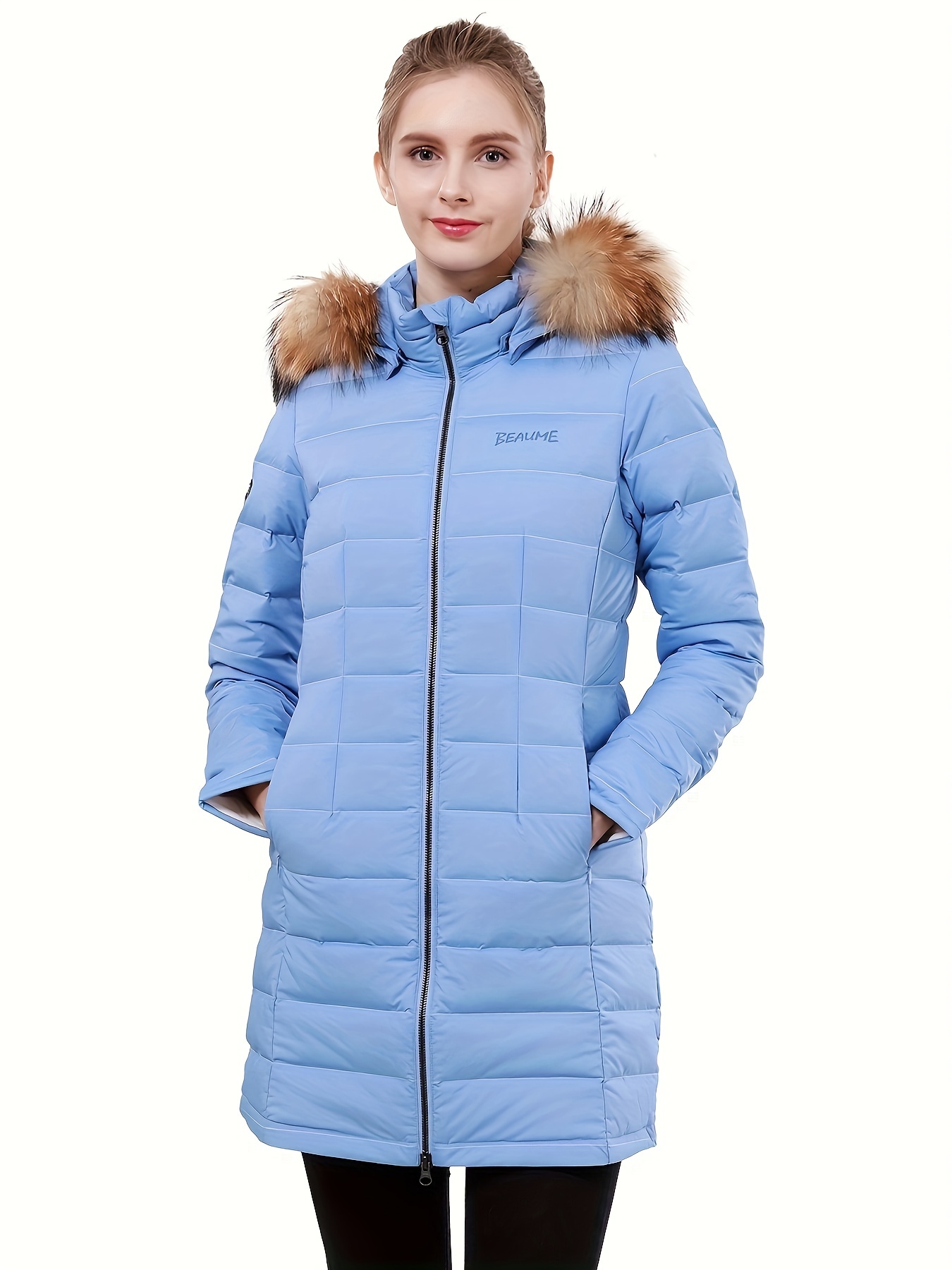 Chaqueta acolchada larga con capucha abrigo de invierno para mujer