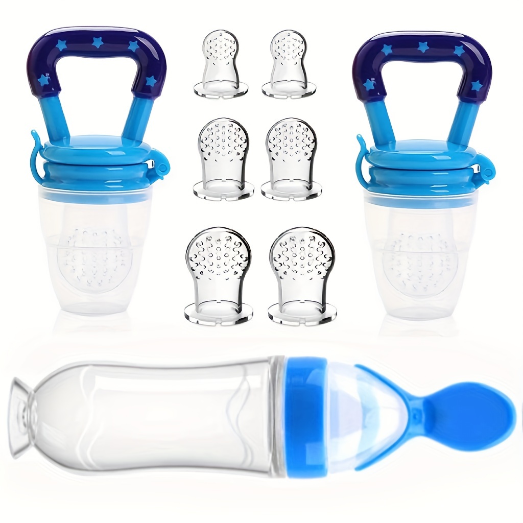 

9pcs, Food Feeder Baby Feeding Set, Milk Water Bottle, Silicone Feeding Bottle With Spoon, Squeeze Food Spoon Feeder, Fresh Fruit Food Feeder Pacifier