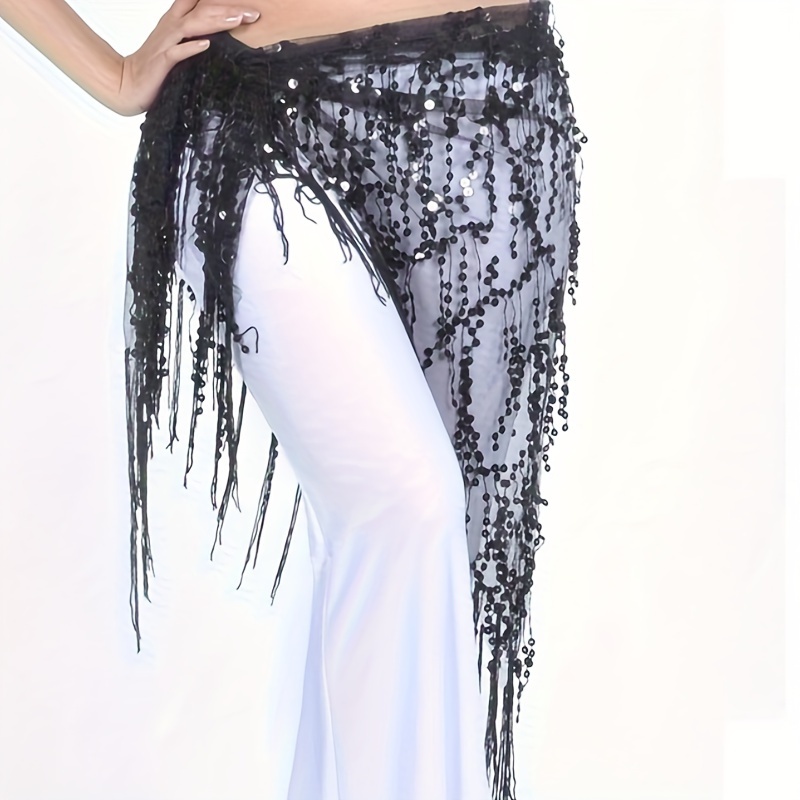  Womens Belly Dance Long Tassels Lace Triangle Hip