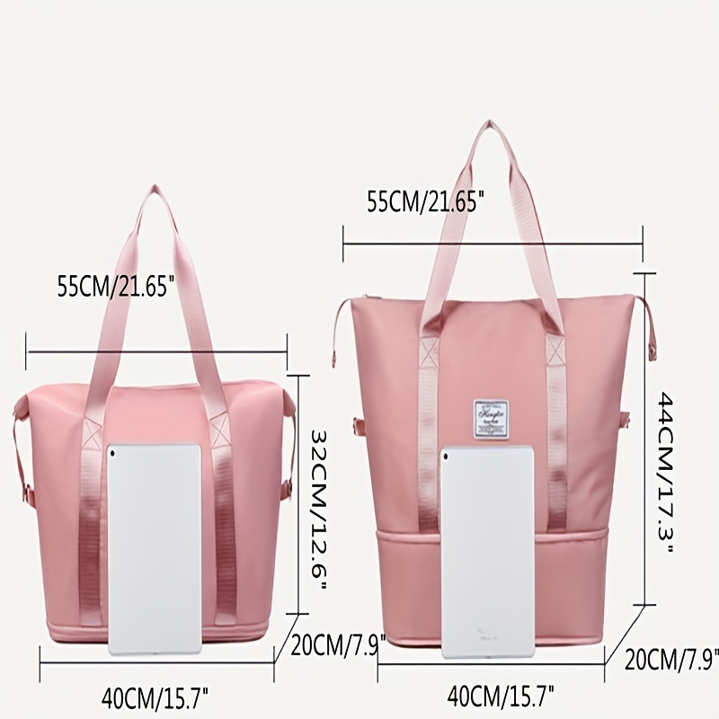 Large Capacity Expandable Travel Duffle Bag for Women, Dry Wet