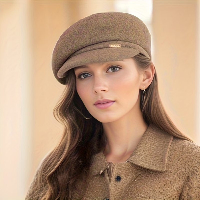 Biplut Simple British Style Beret Hat Casual Retro Painter Ladies Octagonal  Hat Fashion Accessories 