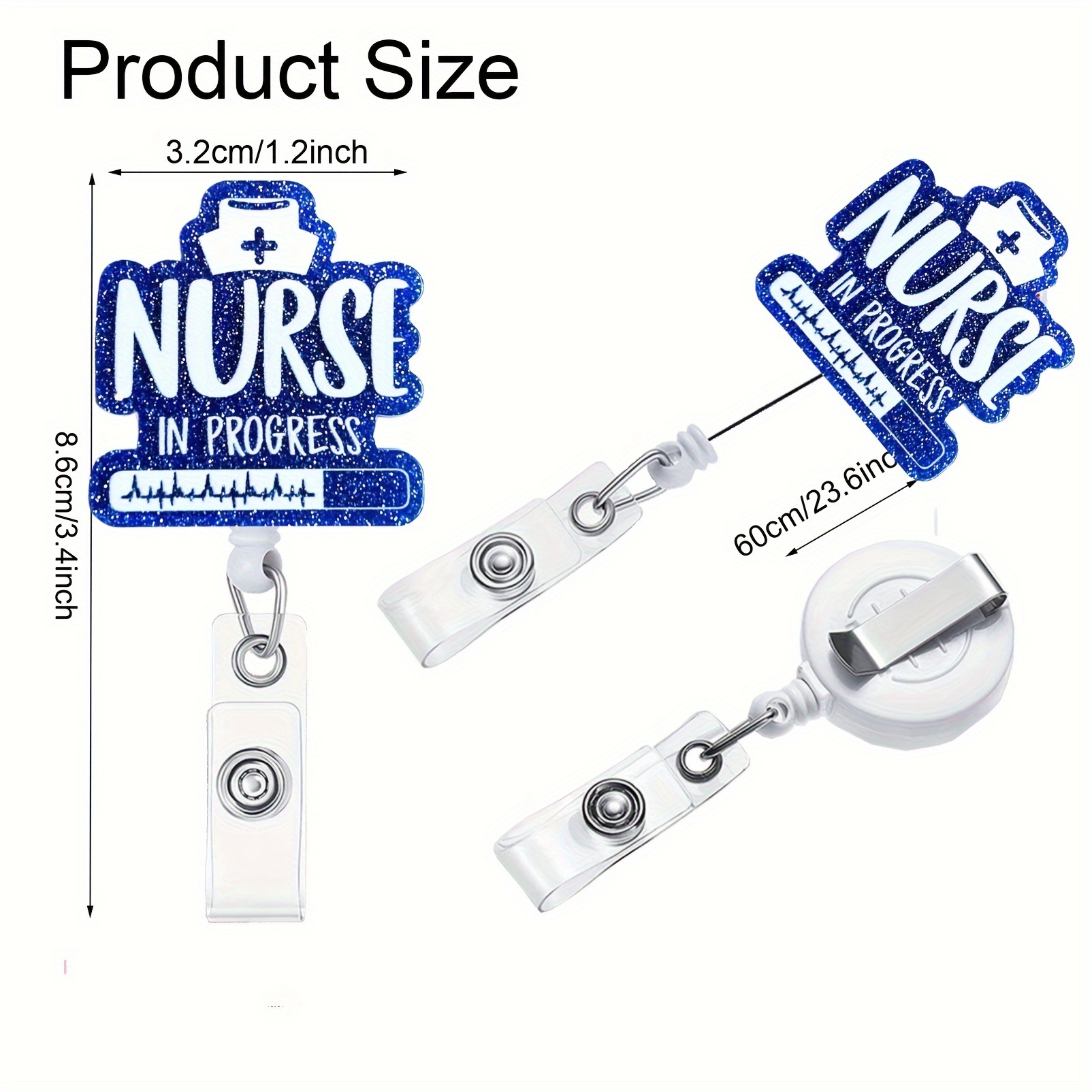 1pc Retractable Nurse Badge Reel, Nurse In Progress Retractable ID Clip For  Nurse Name Tag Card, Cute Funny Badge Holder Keychain