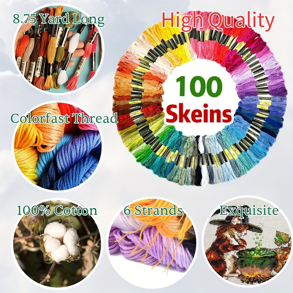 Premium Rainbow Color Embroidery Floss Bobbins - Cross Stitch Threads - Friendship Bracelets Floss - Crafts Floss - 20 Bobbins per Pack Embroidery