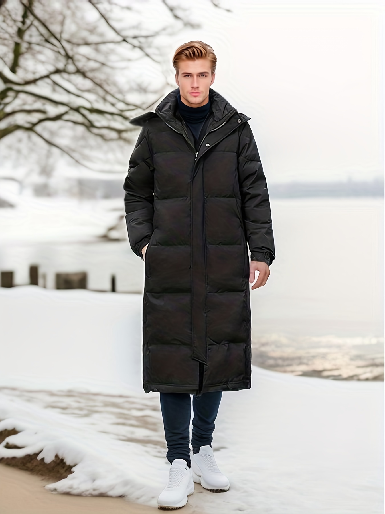 Manteau Rembourré Long Et Chaud Pour Hommes, Veste Décontractée Et Ample En  Duvet Pour L'automne Et L'hiver