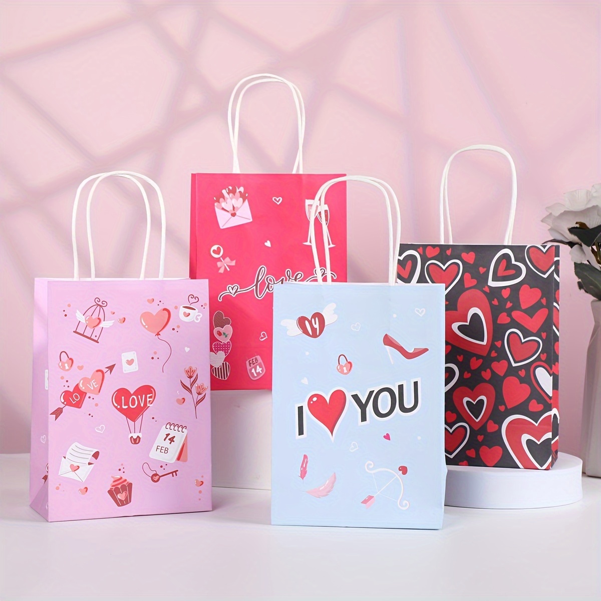 12 Piezas Bolsas Regalo Corazones Bolsa Regalos Papel Día - Temu Chile