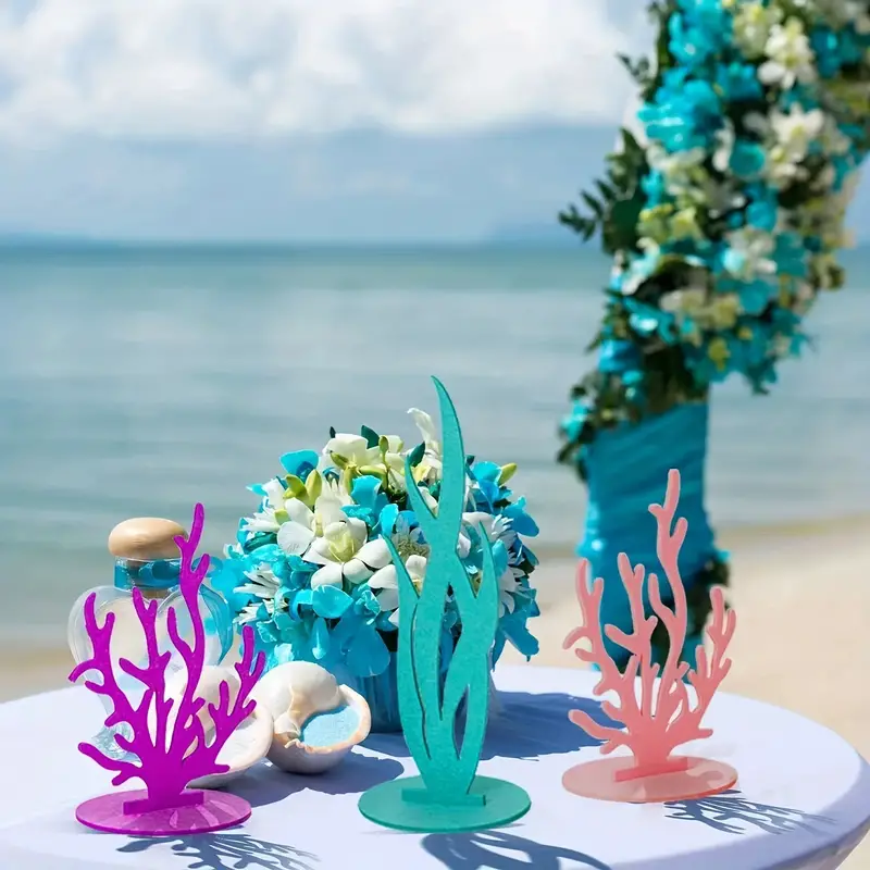 Diy Felt Desktop Ornaments Coral Seaweed Seahorse Mermaid - Temu