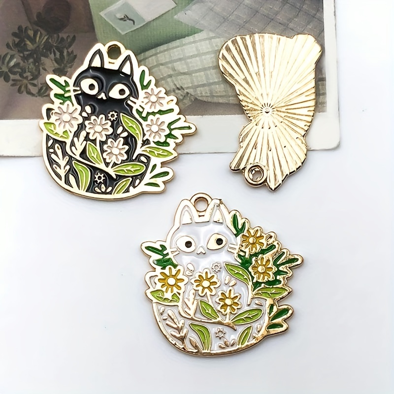 Random Mixed,, Zinc Alloy Enamel Cute Cat & Flower Design Pendants -  Perfect For Diy Necklace Bracelet Earrings Jewelry Making - Temu Mexico