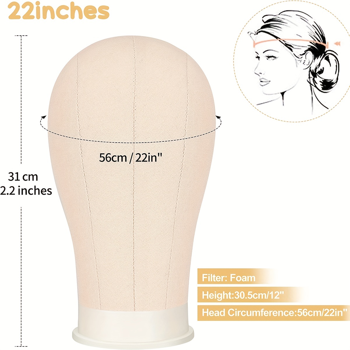 Canvas Head For Wigs Canvas Block Head Salon Styling Head - Temu United  Arab Emirates