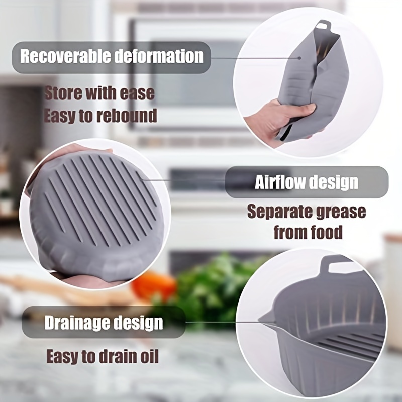 Food Grade Air Fryer Silicone Liners for Ninja Dual Air Fryer, Non