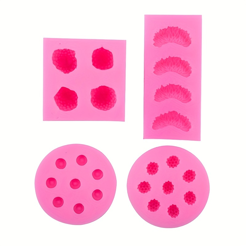 Juome 5pcs Fruit Shaped Jelly Molds, 3D Mini Pineapple Strawberry Orange Blueberry Mulberry Candle Silicone Fruit Mold for Cupcake Decorating, Soap