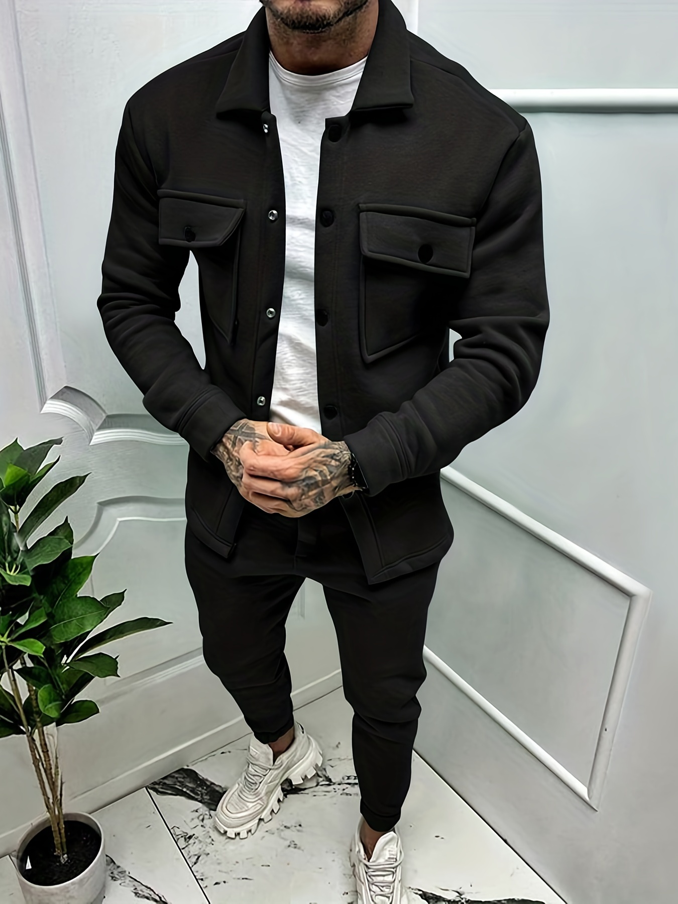 Stylish Grey Jacket and Black Pants Outfits for Men