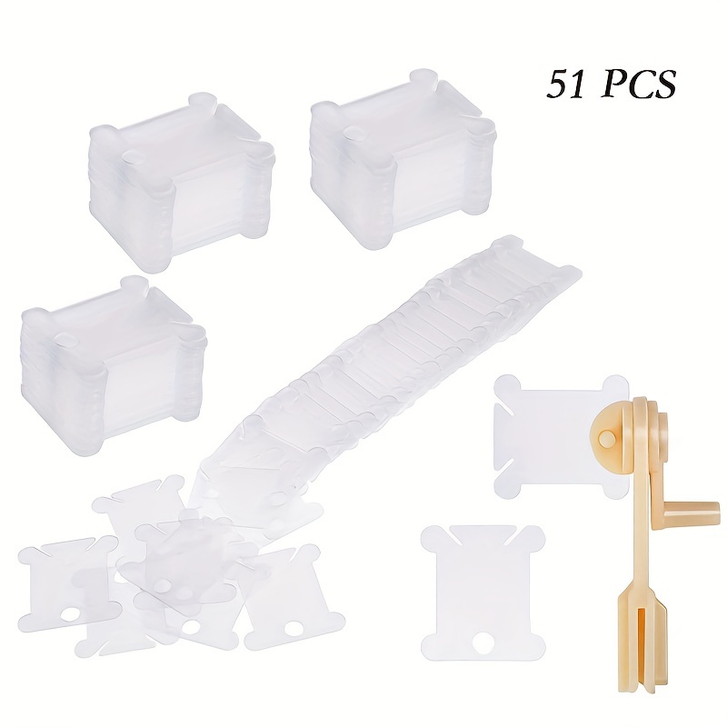  200Pcs Plastic Floss Bobbin Sewing Thread Winding Plate Board  Card with 1Pcs Bobbin Winder for Stitch Embroidery Thread Bobbins Organizer  Other Sewing Embroidery Supplies