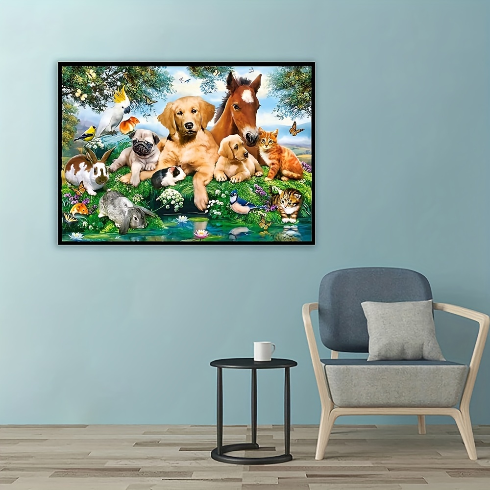 Diamond Painting Kits For Adults Dog Cat Horse Bird Animal Diamond Art Kits  For Adults Dog Cat Gem Art Wall Home Decor 40*30cm No Frame