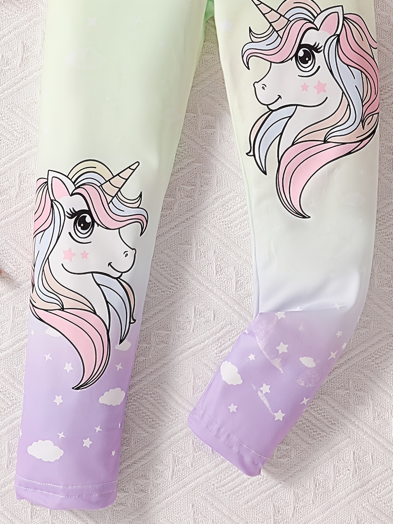 Girls Cartoon Unicorn Leggings Contrast Color Legging Pants - Temu