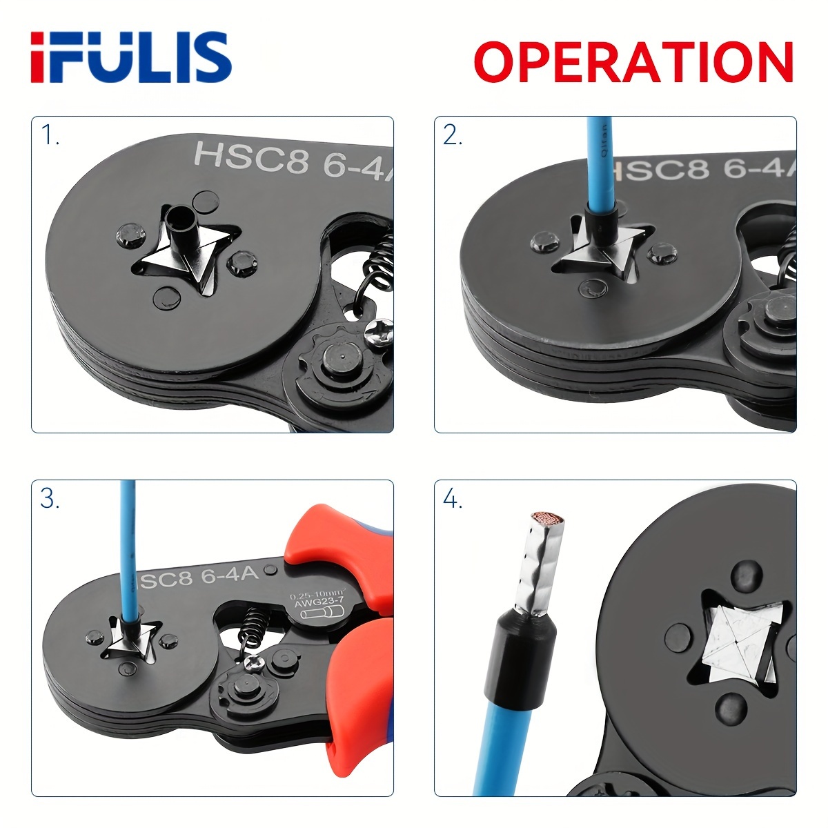 Crimping Pliers Ferrule Sleeves Tubular Terminal Tools HSC8 6-4A/6