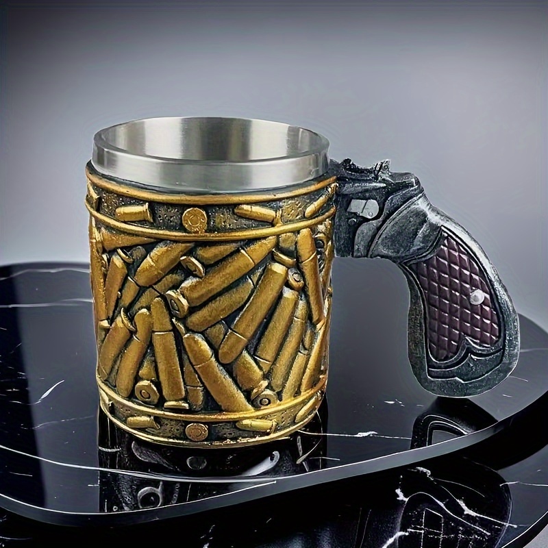 Creative Bullet Stainless Steel Water Cup, 3d Resin Embossed