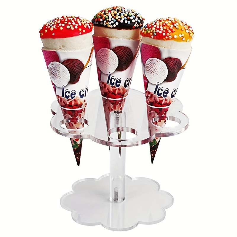 Acrylic Ice Cream Egg Cylinder Stand Holder with 16 Holes