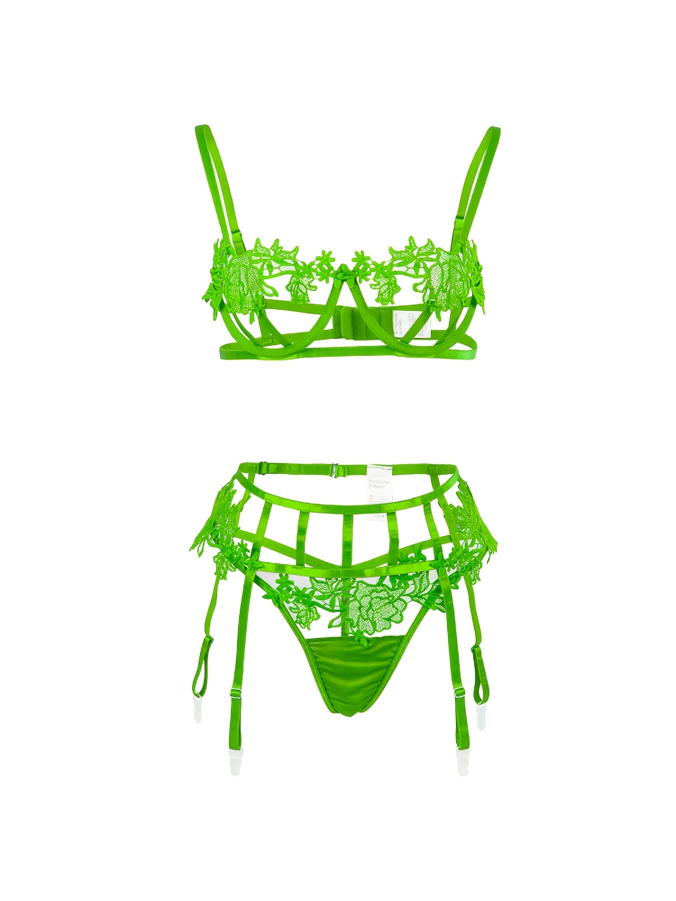 See Trough Lace String Thong With Neon Green Lace Woman Thong Lace