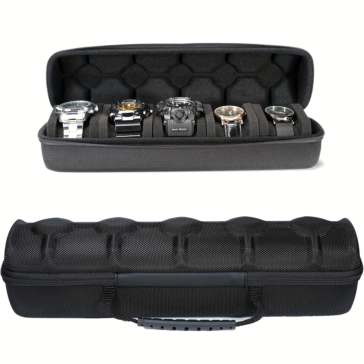 5 Slots Hard Watch Travel Case Storage With Anti-move Watch Pillow