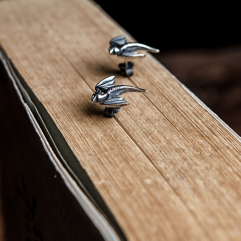 Vintage Silvery Pterosaur Ear Studs