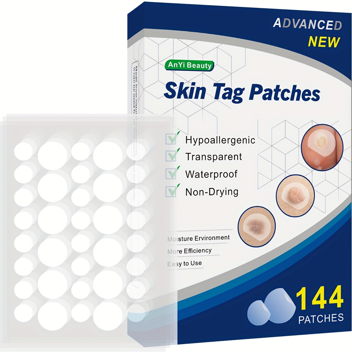 

144pcs/box Skin Tag Patches, Hydrocolloid Acne Pimple Patch For Covering Zits And Blemishes, Spot Stickers For Face And Skin, Mild And Non-irritating