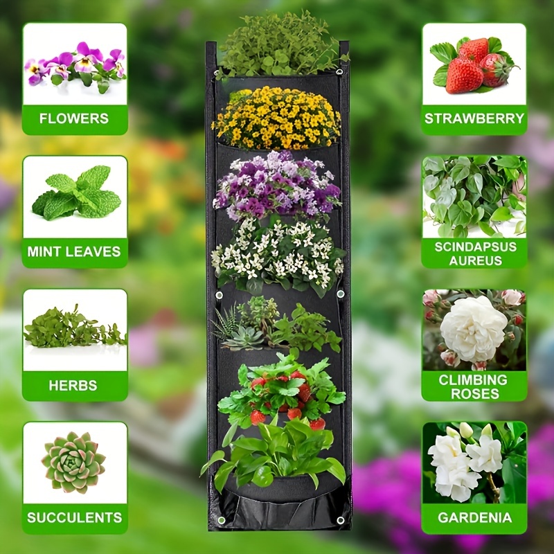 Hanging Grow Bag Flower Pouch Wall Planter Outdoor Gardening Patio