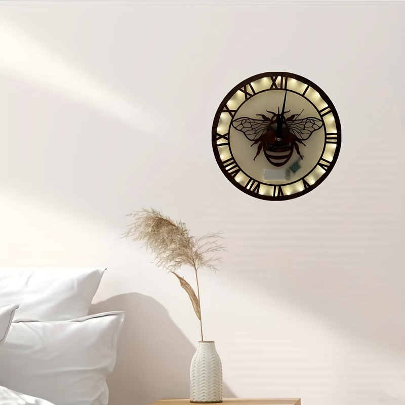 Reloj Creativo Madera Tallado Craft Nursery Night Light Home - Temu