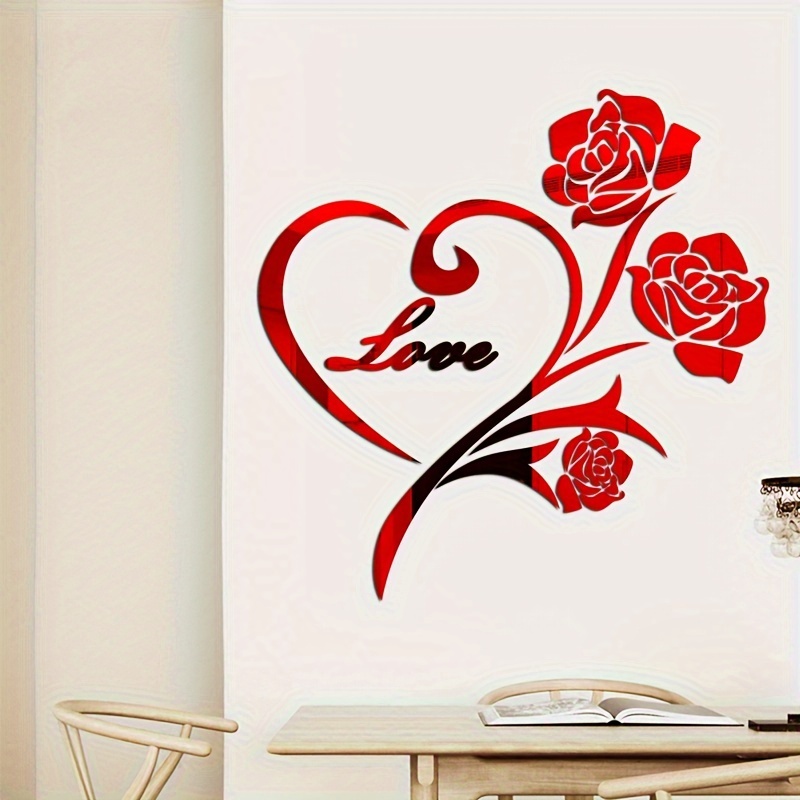 Elegant Roses Mirror Wall Sticker Self adhesive Flower Decal - Temu