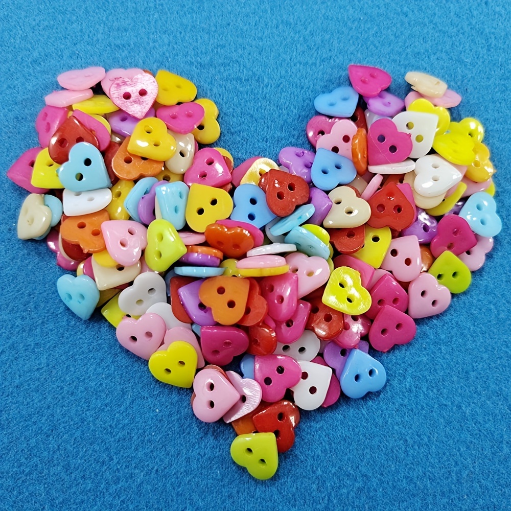 Mixed Colors Small Heart Buttons Two Eyes For Children's - Temu