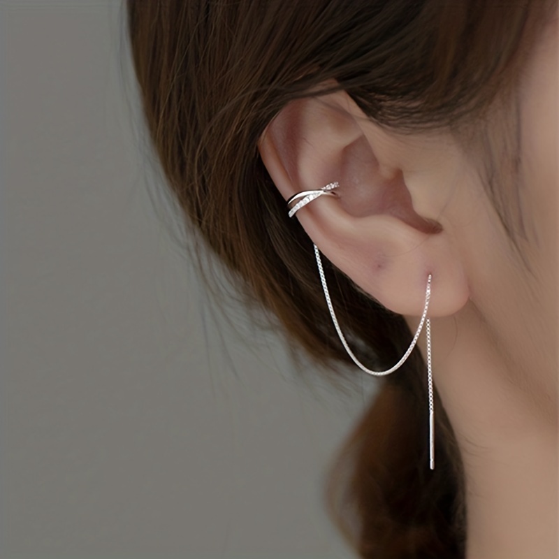 Shiny Pentagram Ear Cuff Earring Trendy Zircon Inlaid Tassel Ear Wrap  Earrings Elegant Ear Ornaments Jewelry Accessories For Women - Temu