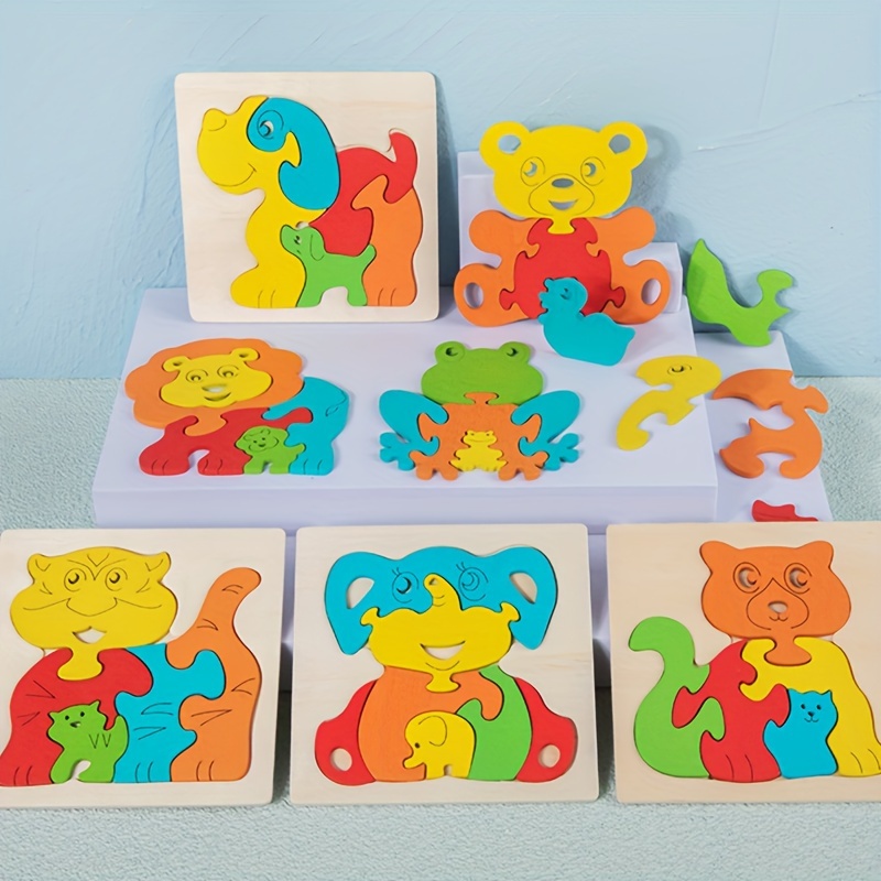 Puzzle Bois Enfant, 3PCS Jouets Enfant Animaux Puzzle, Jeu Educatif Puzzle  à Encastrements Bébé, Montessori Jeux Anniversaire Noël, Jouet Cadeau Fille