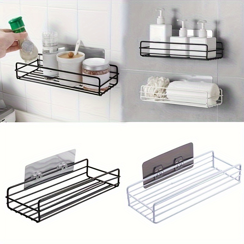 1pc Rectangular Bathroom Storage Shelf. Wall-mounted Storage Rack