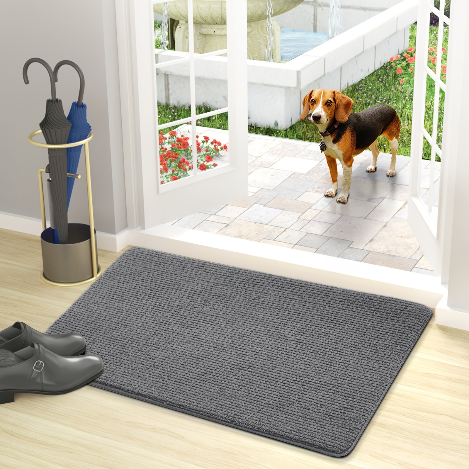 Color G Indoor and Outdoor Doormat, 20 inchx 32 inch Anti Slip Door Mat for Entryway, Machine Washable, Gray, Size: 20 x 32