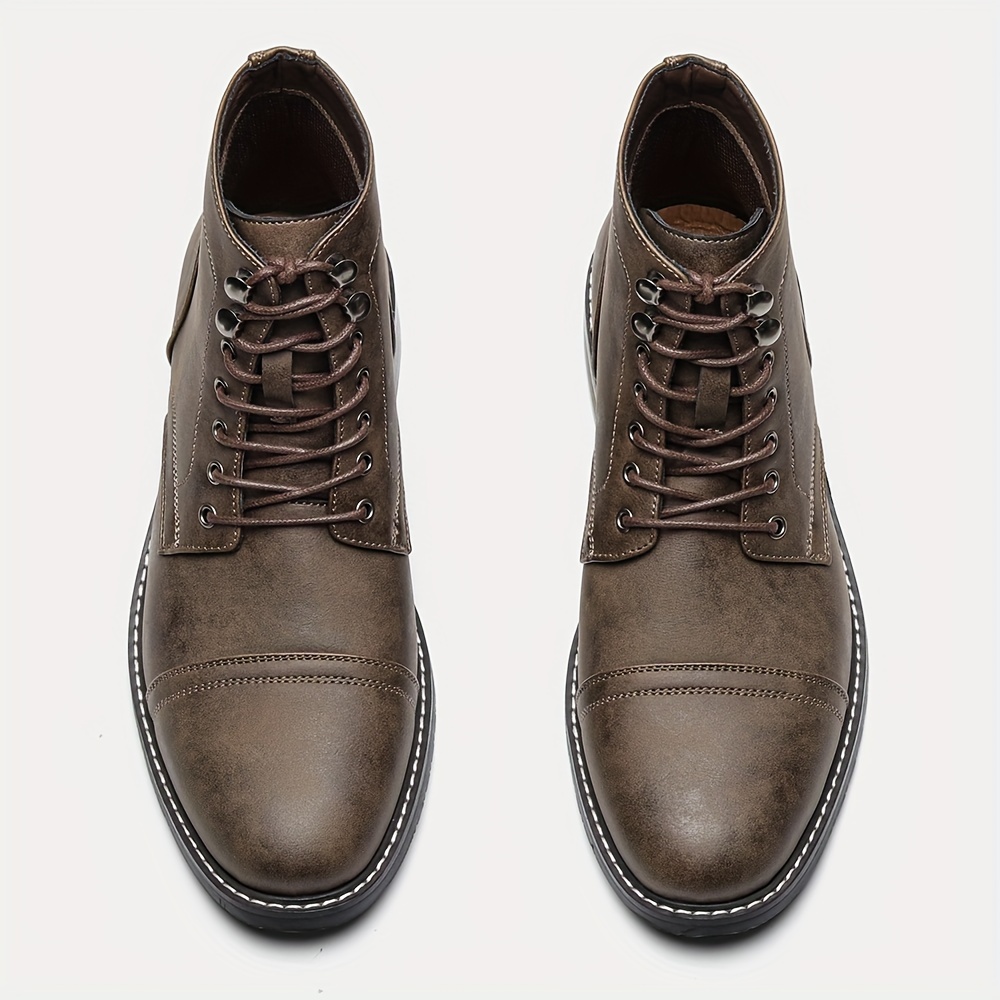 Men's Capt Toe Dress Boots, Vintage Boots, Casual Lace-up Walking Shoes -  Temu