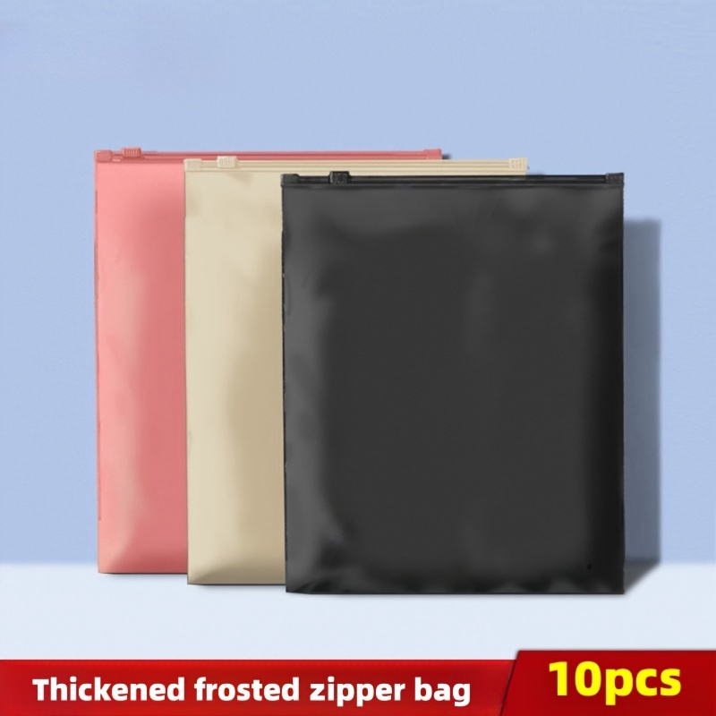 

10pcs Multiple Sizes Thickened Black Frosted Colorful Plastic Zipper Bag Clothing Gift Bag Opaque Blackout Packaging Bag Eid Al-adha Mubarak