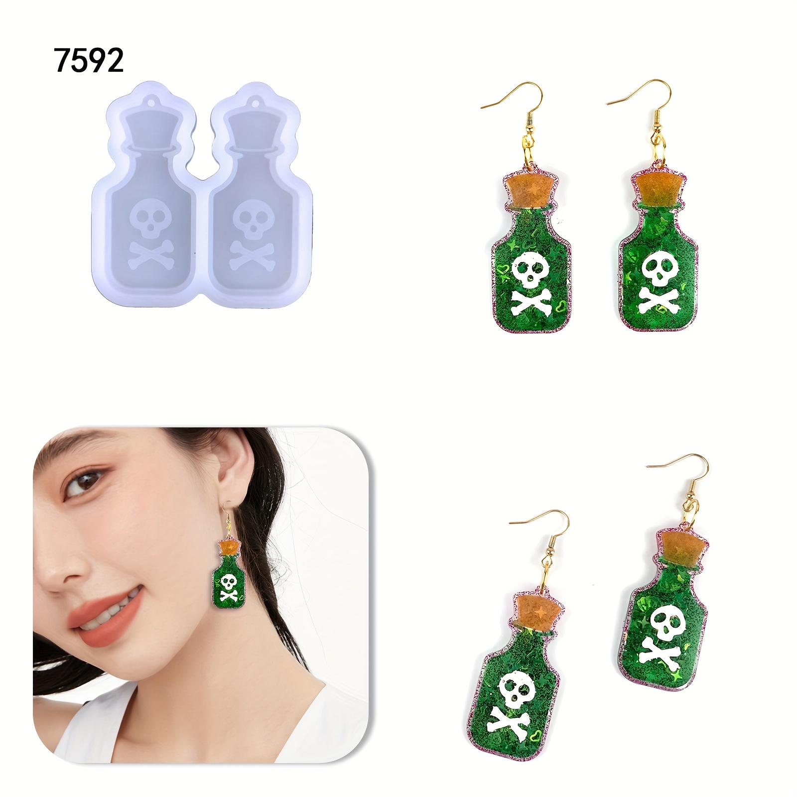 Halloween Earrings Resin Molds With Hole Skull Ghost - Temu